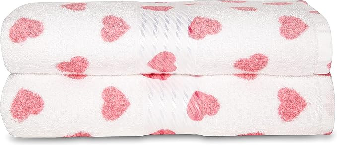 Cackleberry Home Hearts All Over Bathroom Cotton Terry Hand Towels 20 W x 30 L Inches, Set of 2 (... | Amazon (US)