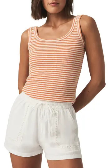 Splendid Lina Stripe Rib Cotton Blend Tank in Orange Tiger Stp at Nordstrom Rack, Size Medium | Nordstrom Rack