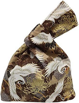 Stylish Cotton Japanese Pattern Wrist Bag Sleeve Knot Pouch Portable Canvas Tote Purse for Female... | Amazon (US)