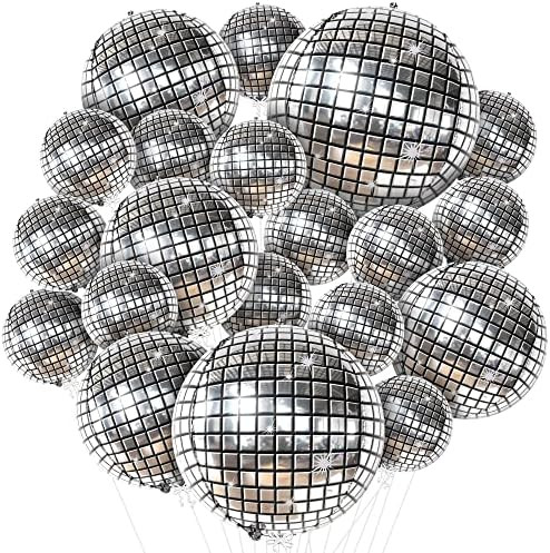 KatchOn, Silver Disco Ball Balloons - 32 Inch, Pack of 20 | Shiny Disco Ball for Disco Party Deco... | Amazon (US)