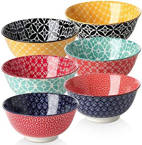 DOWAN Ceramic Cereal Bowls, 23 Ounces Vibrant Color Bowls for Kitchen, Cute Oatmeal Bowls for Pas... | Amazon (US)