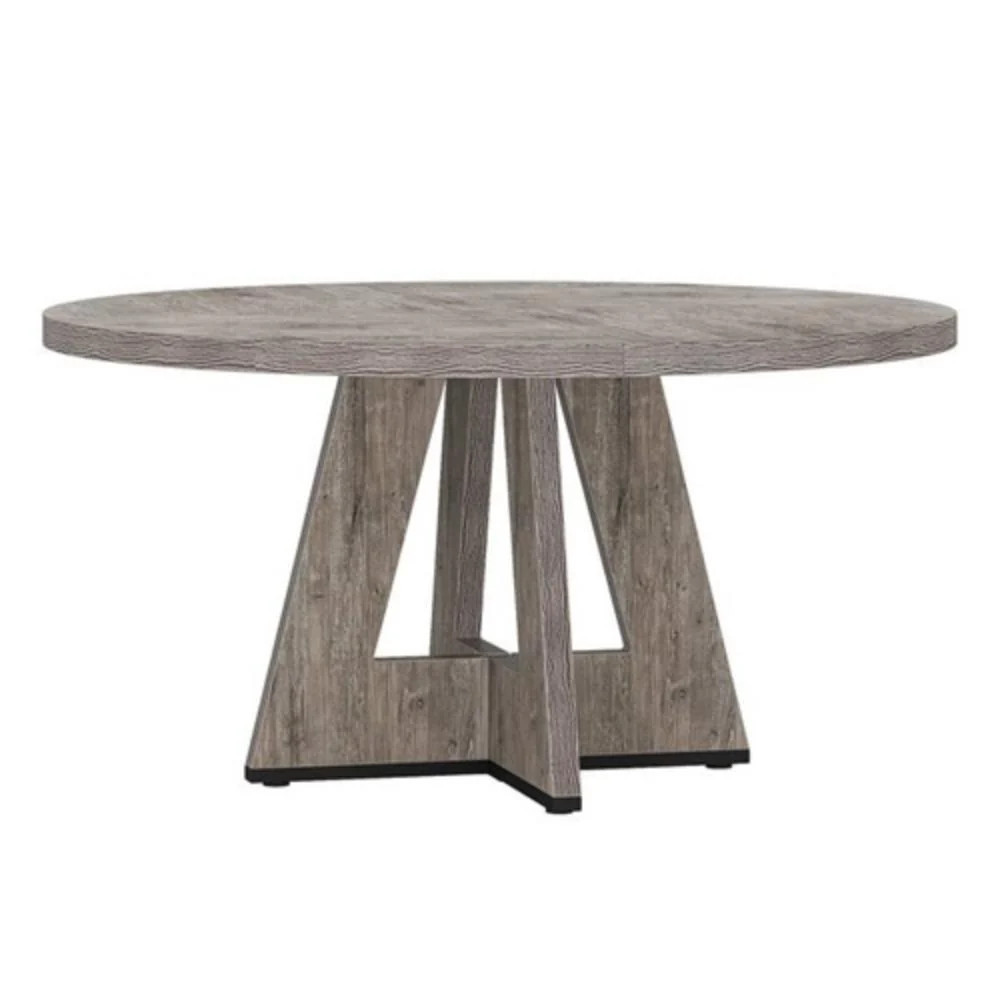 Modern Kitchen 4-Person Circular Dining Table in Grey Wood Finish | Shop Simon