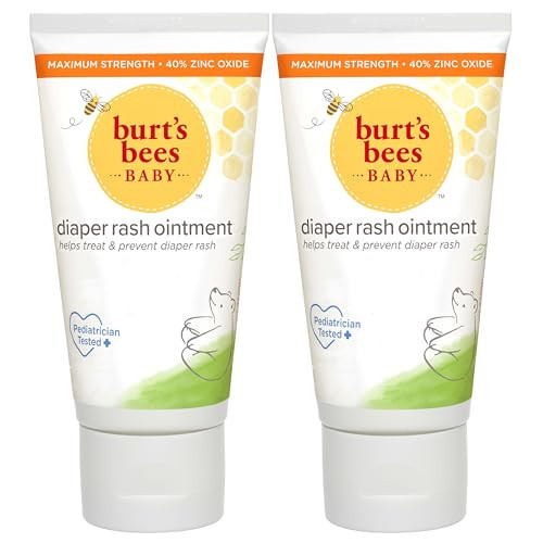 Burt's Bees Baby Diaper Rash Ointment, Maximum Strength, 40% Zinc Oxide, 100% Natural Origin, Pediatrician Tested, Net Weight 3 Ounces , Pack of 2 | Amazon (US)