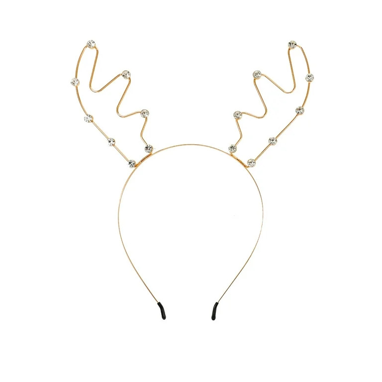 Holiday Time Goldtone and Crystal Antler Headband, 1 Piece | Walmart (US)
