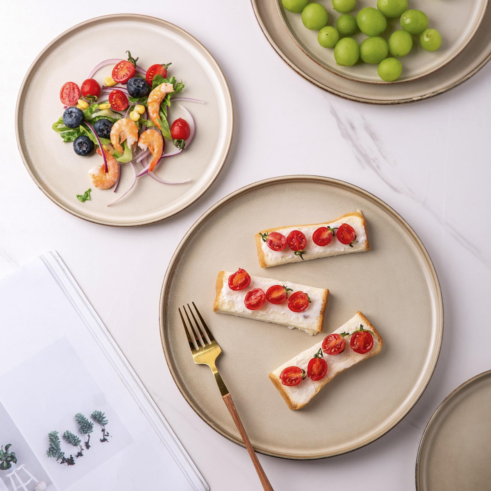 AmorArc Stoneware Dinnerware Sets,Round Reactive Glaze Plates and Bowls Set,Highly Chip and Crack... | Amazon (US)