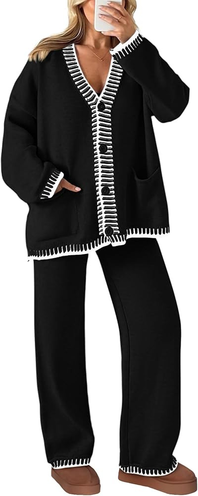 PRETTYGARDEN Lounge Sets for Women Fall 2025 Loungewear 2 Piece Outfits Cardigan Sweaters Track S... | Amazon (US)