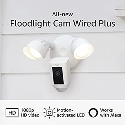 Ring Floodlight Cam Wired Plus with motion-activated 1080p HD video, White (2021 release) | Amazon (US)