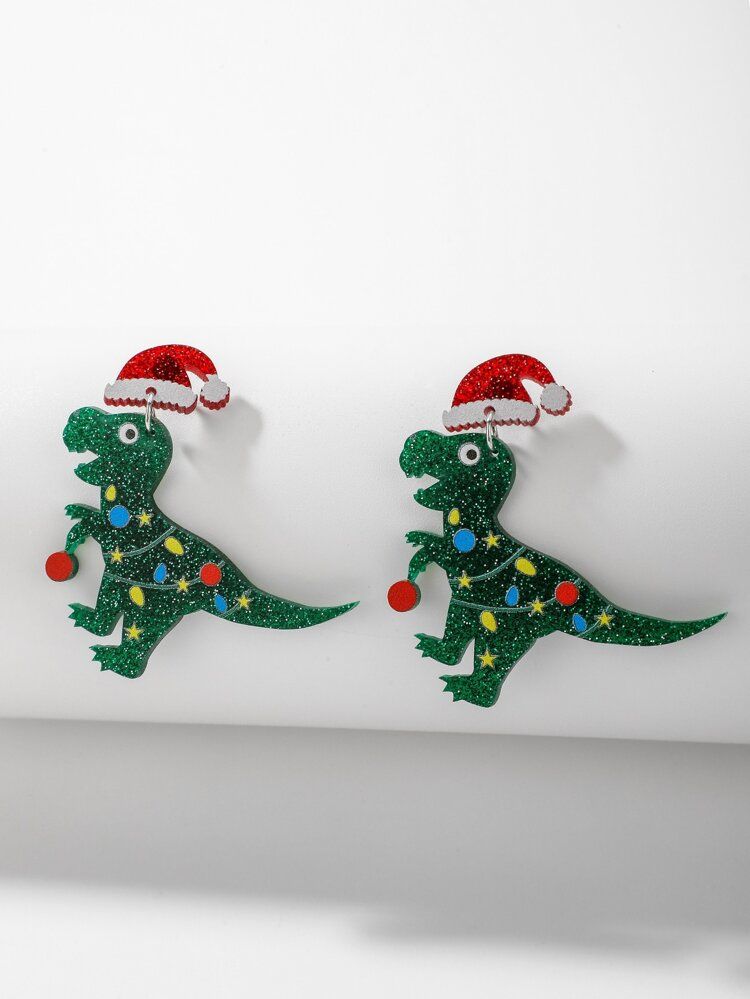Christmas Hat Decor Dinosaur Drop Earrings | SHEIN