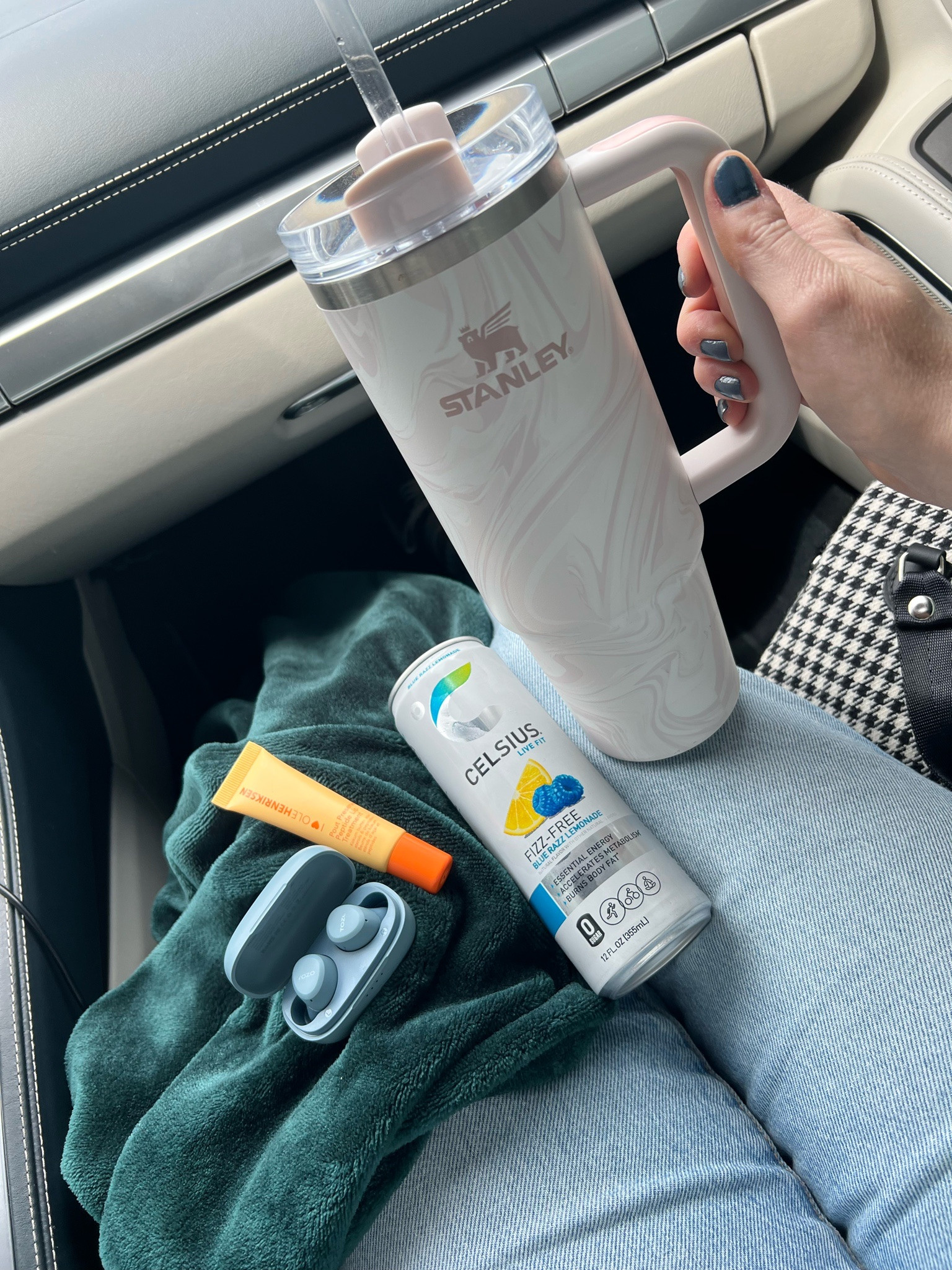 Road-trip essentials
- refillable water bottle 
- lip care
- noise canceling headphones 
- energy by Celsius 
- blanket

#LTKTravel