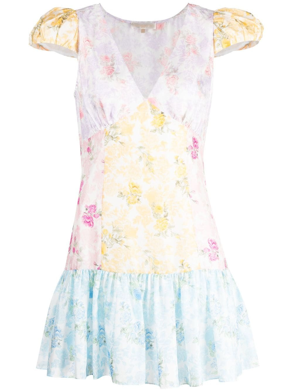 LoveShackFancy Russ patchwork floral-print minidress - Multicolour | Farfetch Global