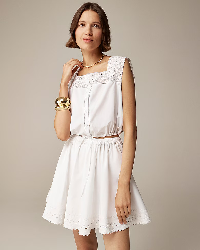 Lace-trim cropped top | J. Crew US