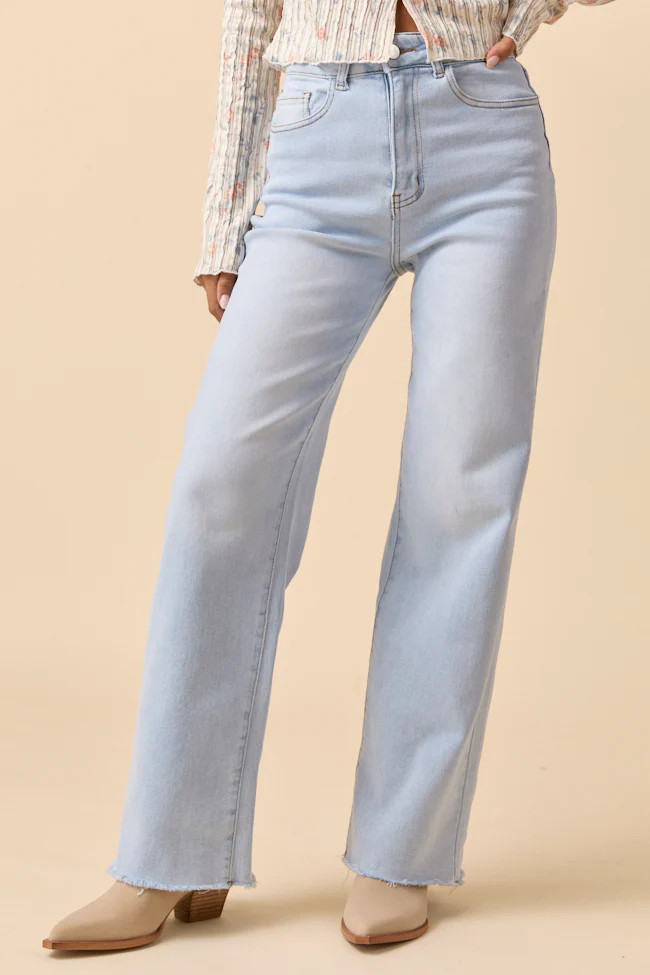 Kelsea Light Wash Wide Leg Jeans | Pink Lily