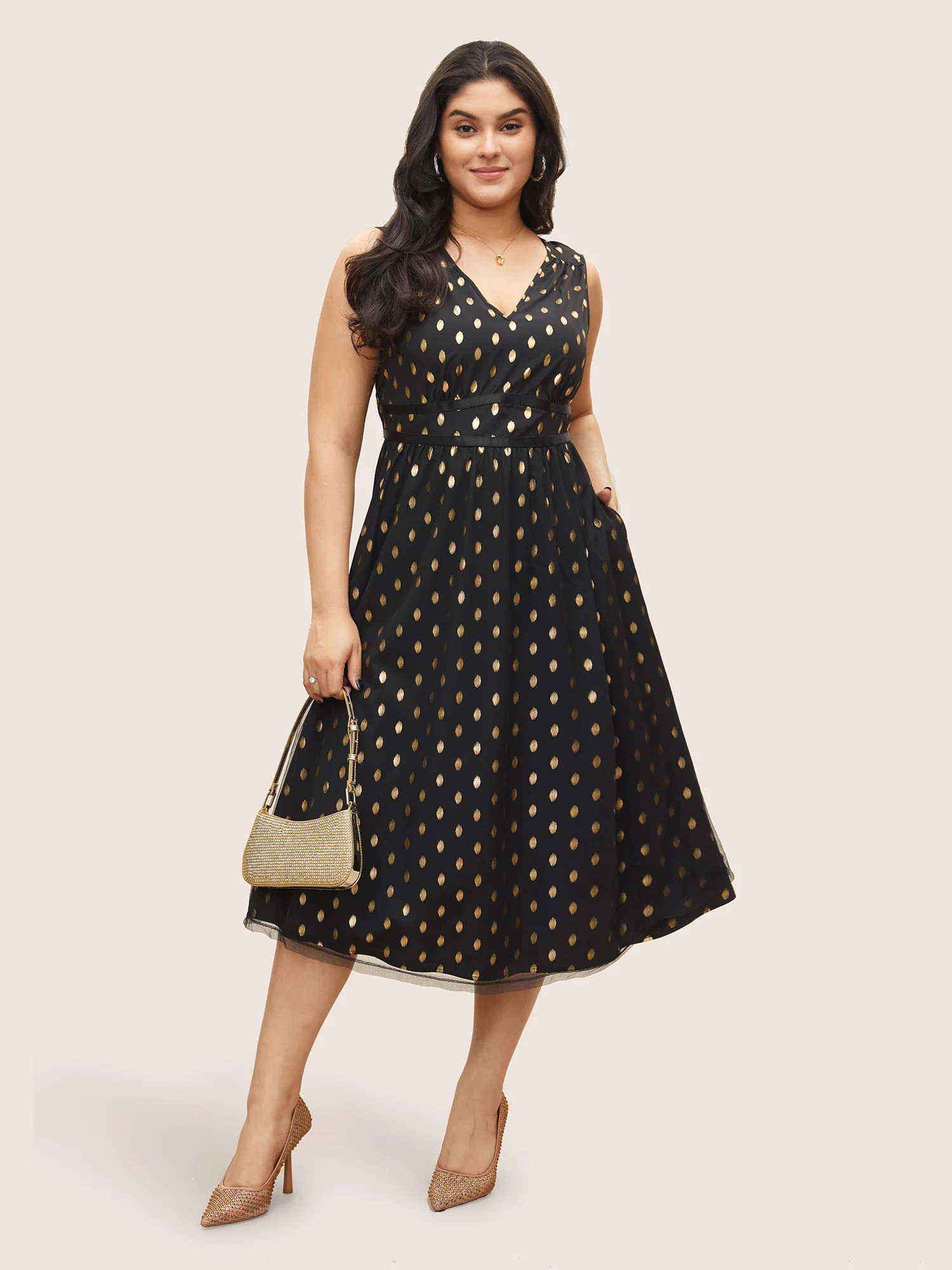 Glitter Polka Dot Pocket Patchwork Tank Dress | Bloomchic