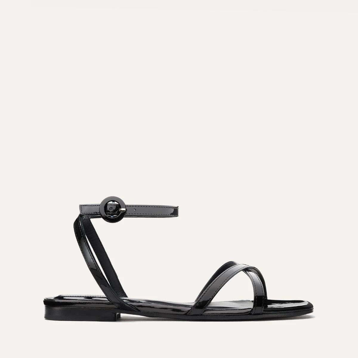 The Flat Sandal - Black Patent | Margaux