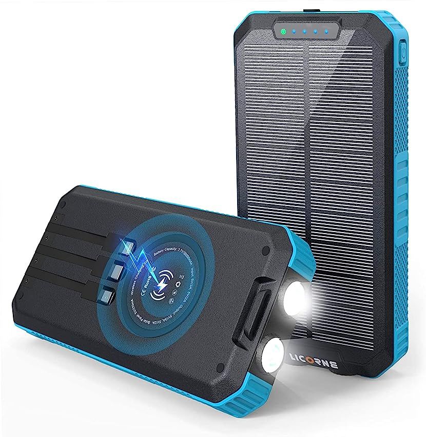 Solar Charger 20000mAh, Solar Power Bank Portable Solar Phone Charger with 2 Outputs for Cellphones, | Amazon (US)