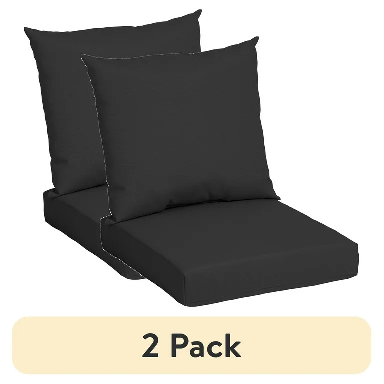 (2 pack) Mainstays 45" L x 22.75" W Black Rectangle Outdoor 2 Piece Deep Seat Cushion - Walmart.c... | Walmart (US)
