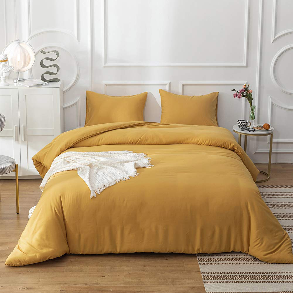 CLOTHKNOW Mustard Yellow Queen Comforter Set Yellow Bedding Comforter Sets Soft All Season Turmet... | Amazon (US)
