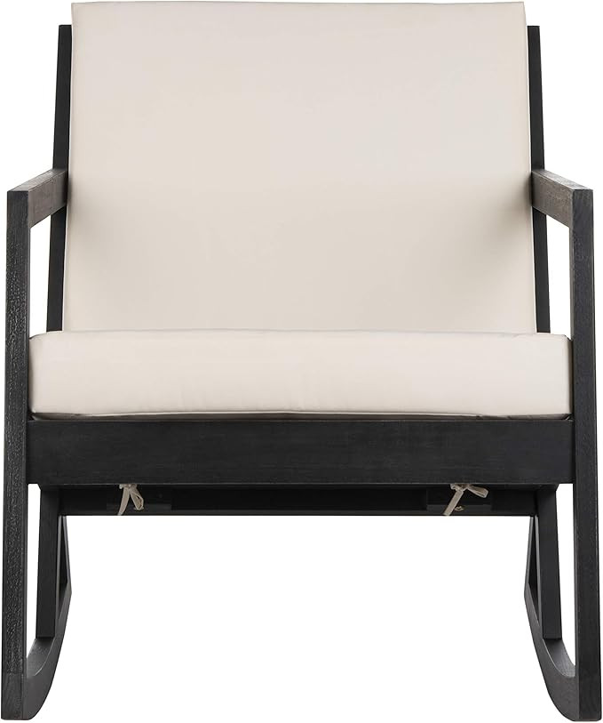 Safavieh PAT7013F Outdoor Collection Vernon White Rocking Chair, Black/Beige | Amazon (US)
