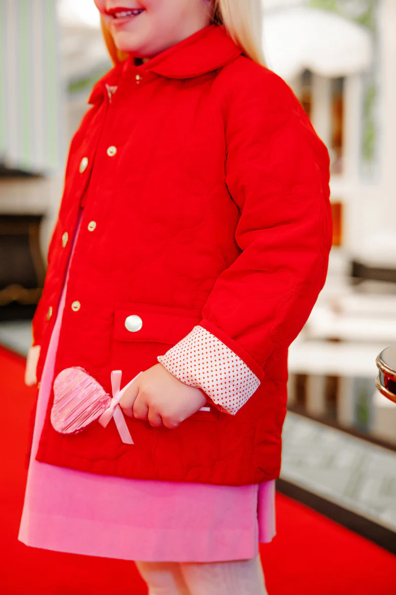 Kendall Quilted Coat - Richmond Red Bows with Richmond Red Micro Dot | The Beaufort Bonnet Company