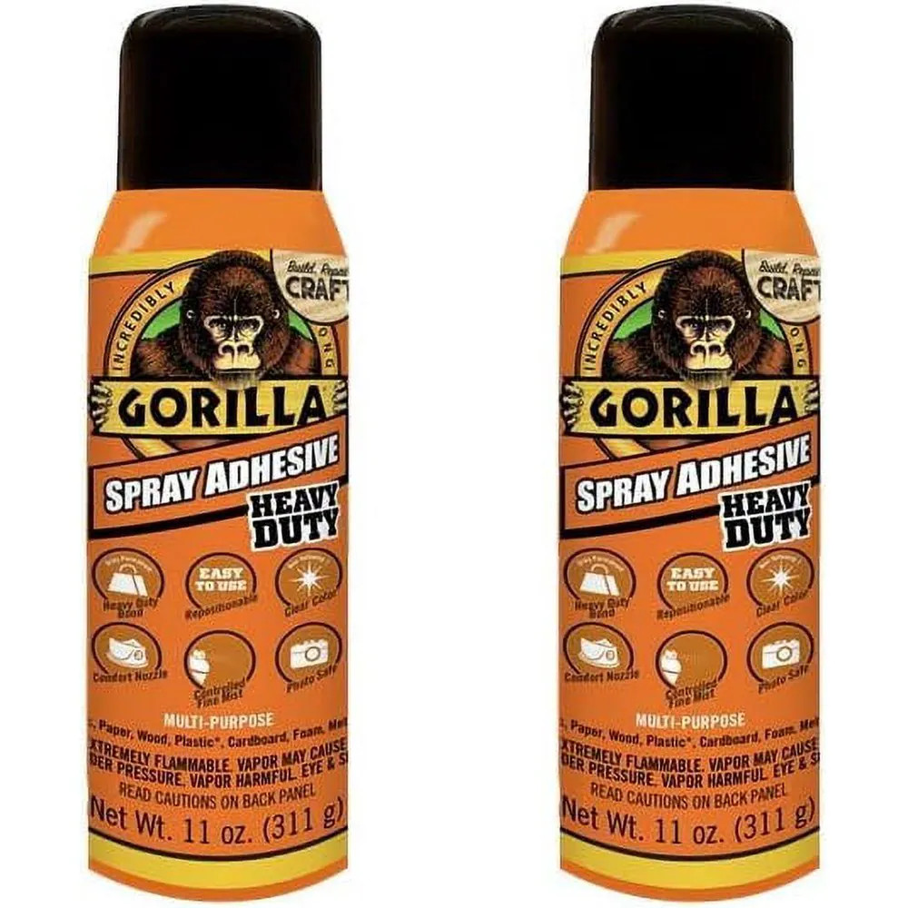 Gorilla Heavy Duty Spray Adhesive Multipurpose Repositionable 11 Ounce Clear Leather one_size | 6301502-2 | Lowe's