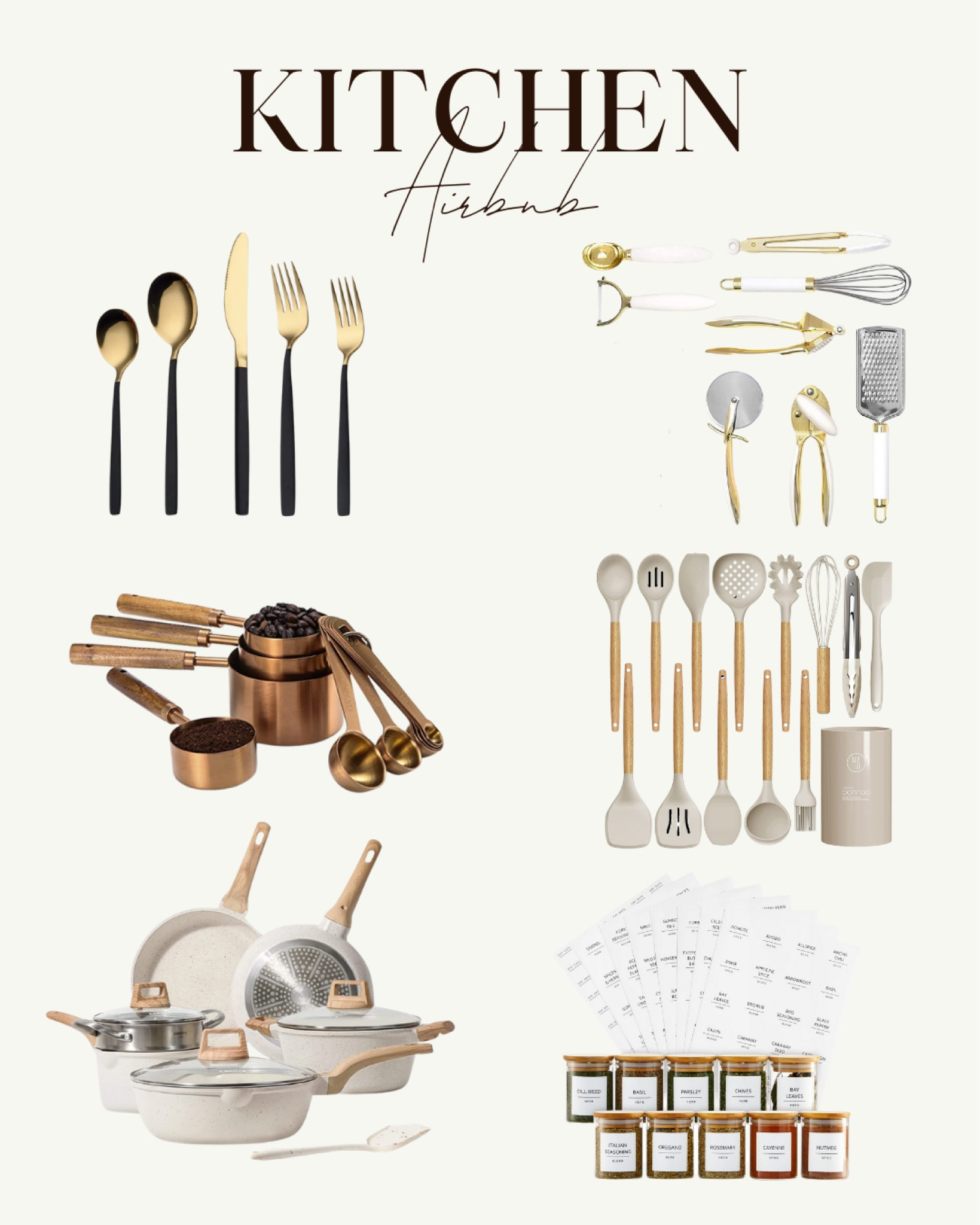 Kitchen Utensils that are functional AND cute! From Amazon! Affordable Utensils, pots and pans, measuring cups and seasoning jars ✨ you’ll find all of us this on our AirBNB! 🫶🏽 

#LTKsalealert #LTKhome #LTKstyletip