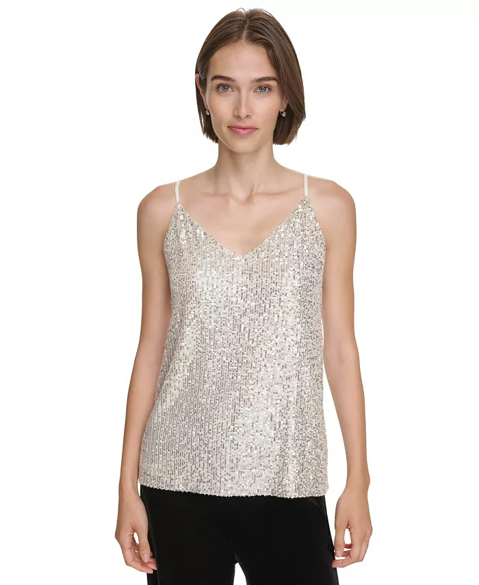 Calvin Klein Women's Sequin Strappy Camisole Top - Macy's | Macy's