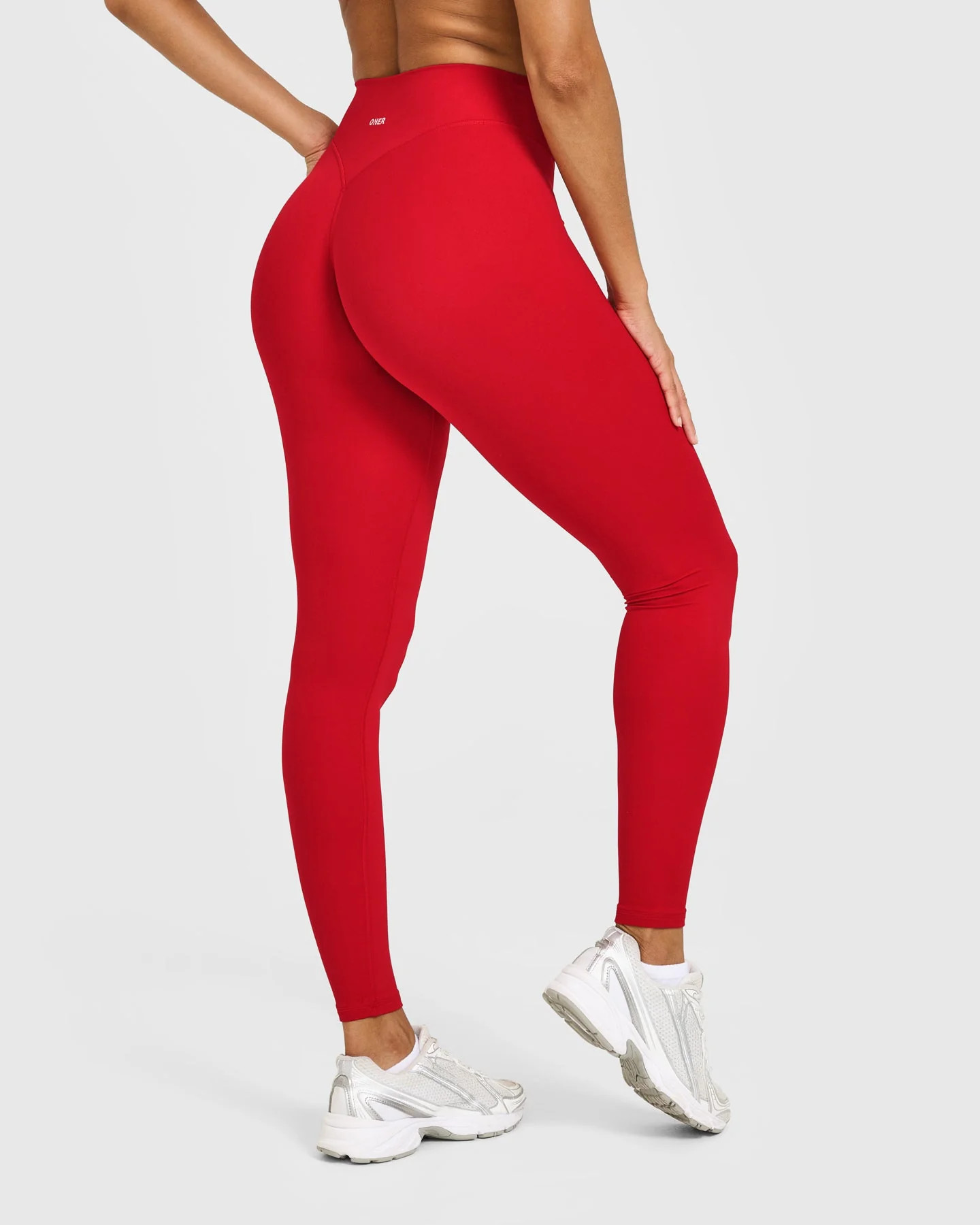 SoftMotion™ High Waisted Leggings with White Logo 
 Light Toasted Red | Oner Active (UK / US)