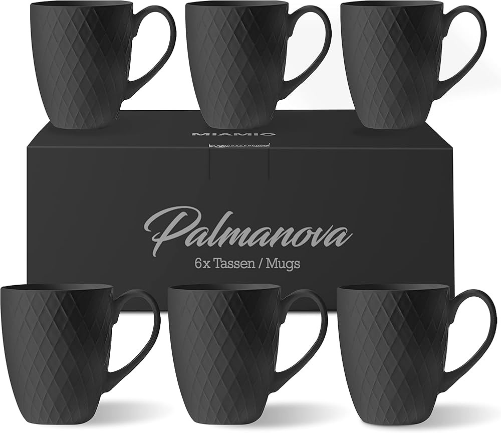 MIAMIO - Coffee Mugs set of 6 / Coffee Cups - 6 x 12 Oz Ceramic Mugs - Large Coffee Mugs - Microw... | Amazon (US)