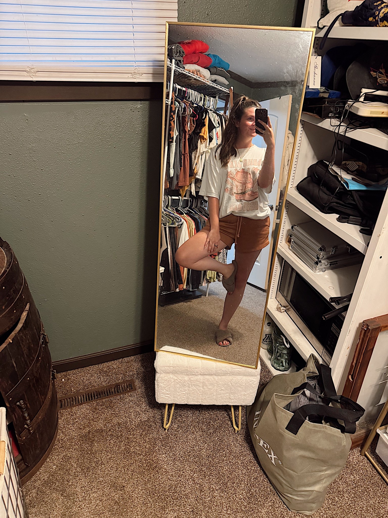This vanity stool is the perfect mirror prop up (plus it has storage!) 

#LTKHome #LTKSaleAlert #LTKFindsUnder100