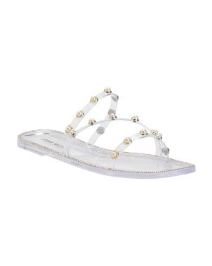 Pearl Embellishment Studded Square Toe Flat Sandals | Women's Shoes | Marshalls | Marshalls