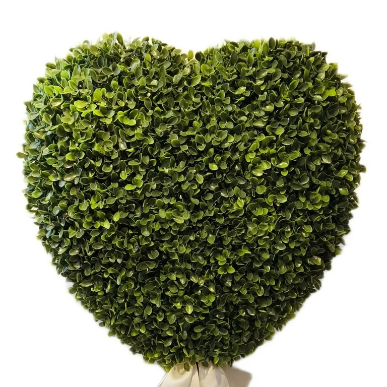 Boxwood Heart with Bow Topiary, Green and White, 32", Valentine's Day by My Texas House | Walmart (US)