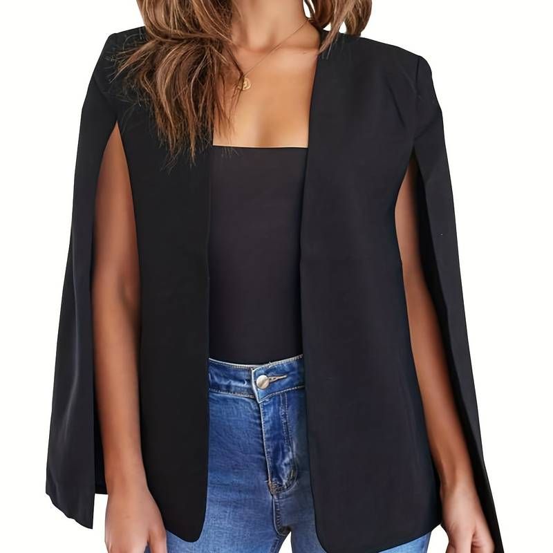Open Front Cape Sleeve Blazer, Elegant Solid Long Sleeve Blazer For Office & Work, Women's Clothi... | Temu Affiliate Program