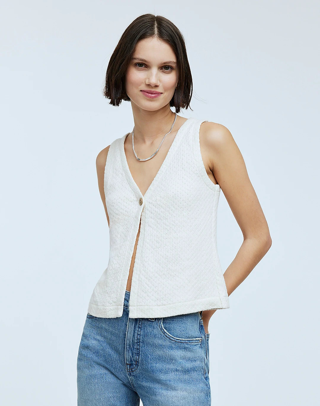 Pointelle Single-Button Vest | Madewell