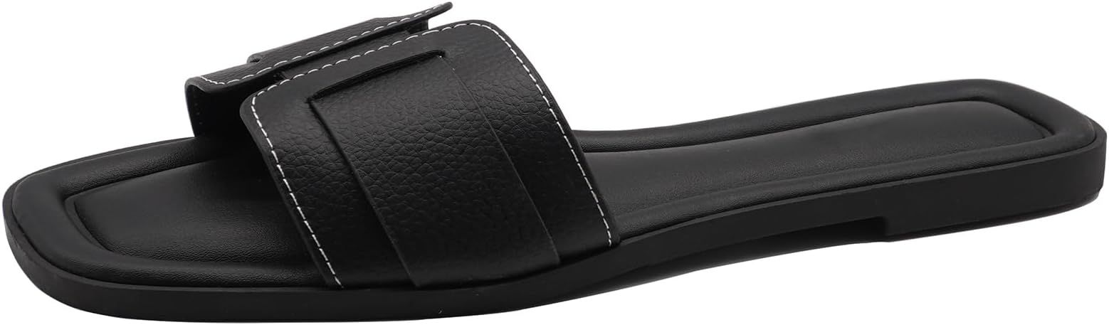 Flat Womens Sandals Flat Slide Sandals Women Black Brown White Sandals Size 6-11 | Amazon (US)