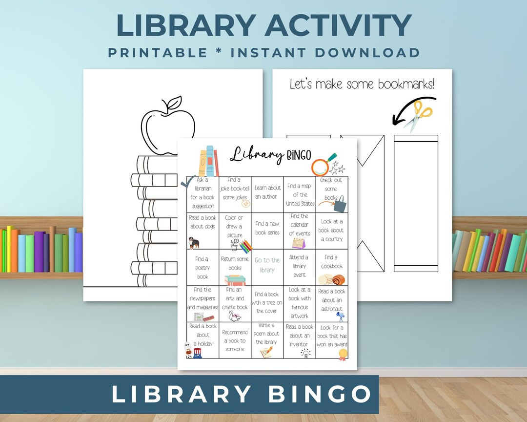 Elementary Library, Library Printables, Library Scavenger Hunt, Library Bingo for Kids, Book Bing... | Etsy (US)