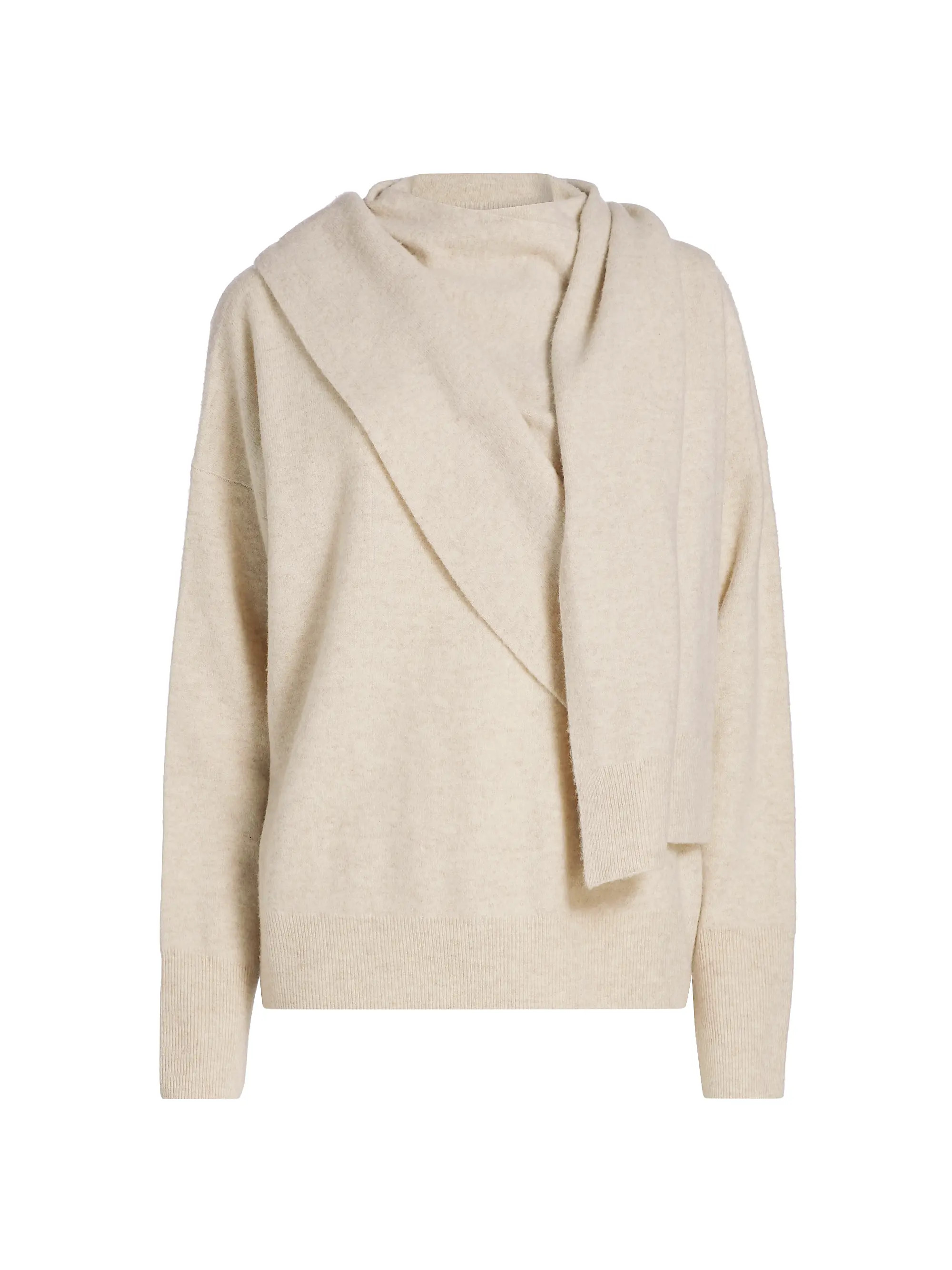Draped Wool-Cashmere Crewneck Sweater | Saks Fifth Avenue