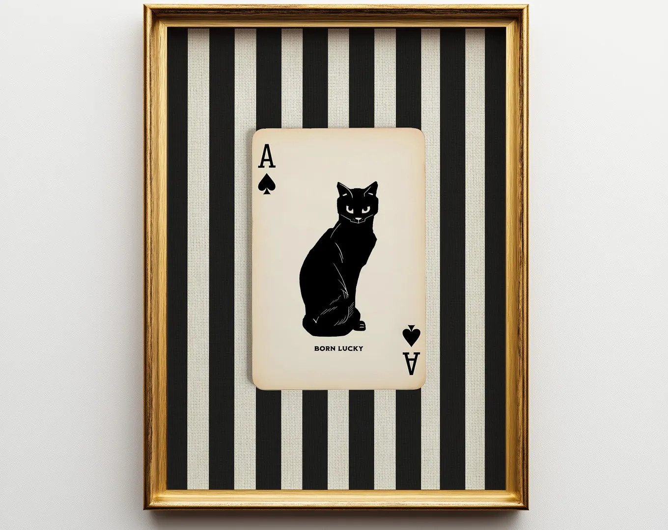 Black Cat Print - Born Lucky Vintage Ace of Spades, Black & White Gothic Decor, Dark Western Wall... | Etsy (US)