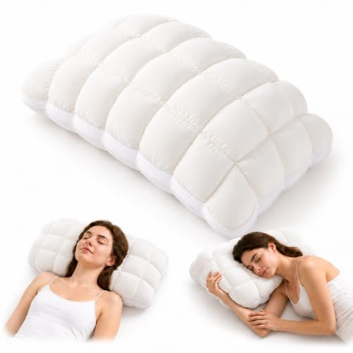 Mellow Puff Body Sleep Pillow, Cooling Quilted Bed Pillow, Fluffy, White | Amazon (US)