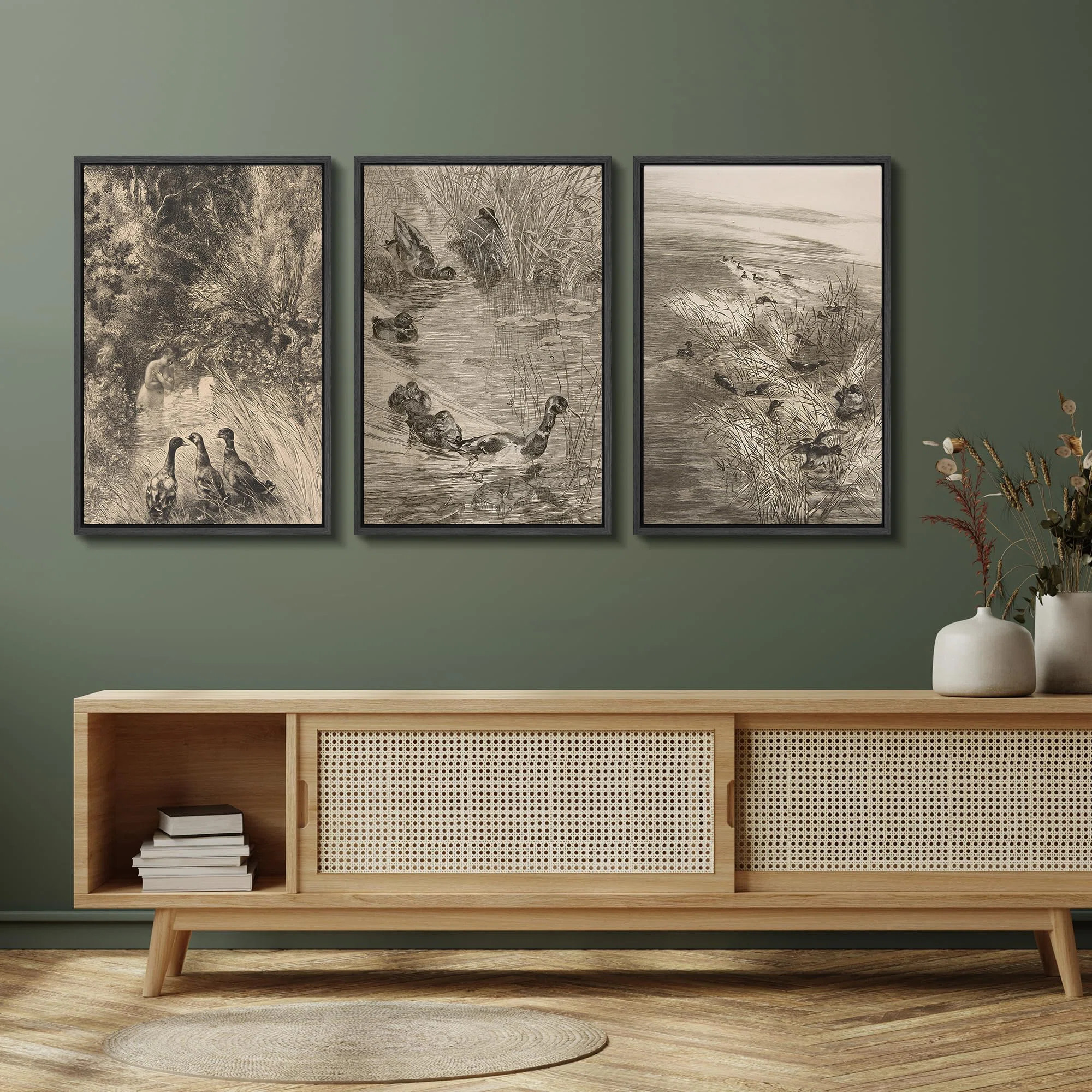 " Serene Lakeside Ducks Peaceful Nature Scene Nature Landscape Vintage Classic Rustic Art Decor R... | Wayfair North America