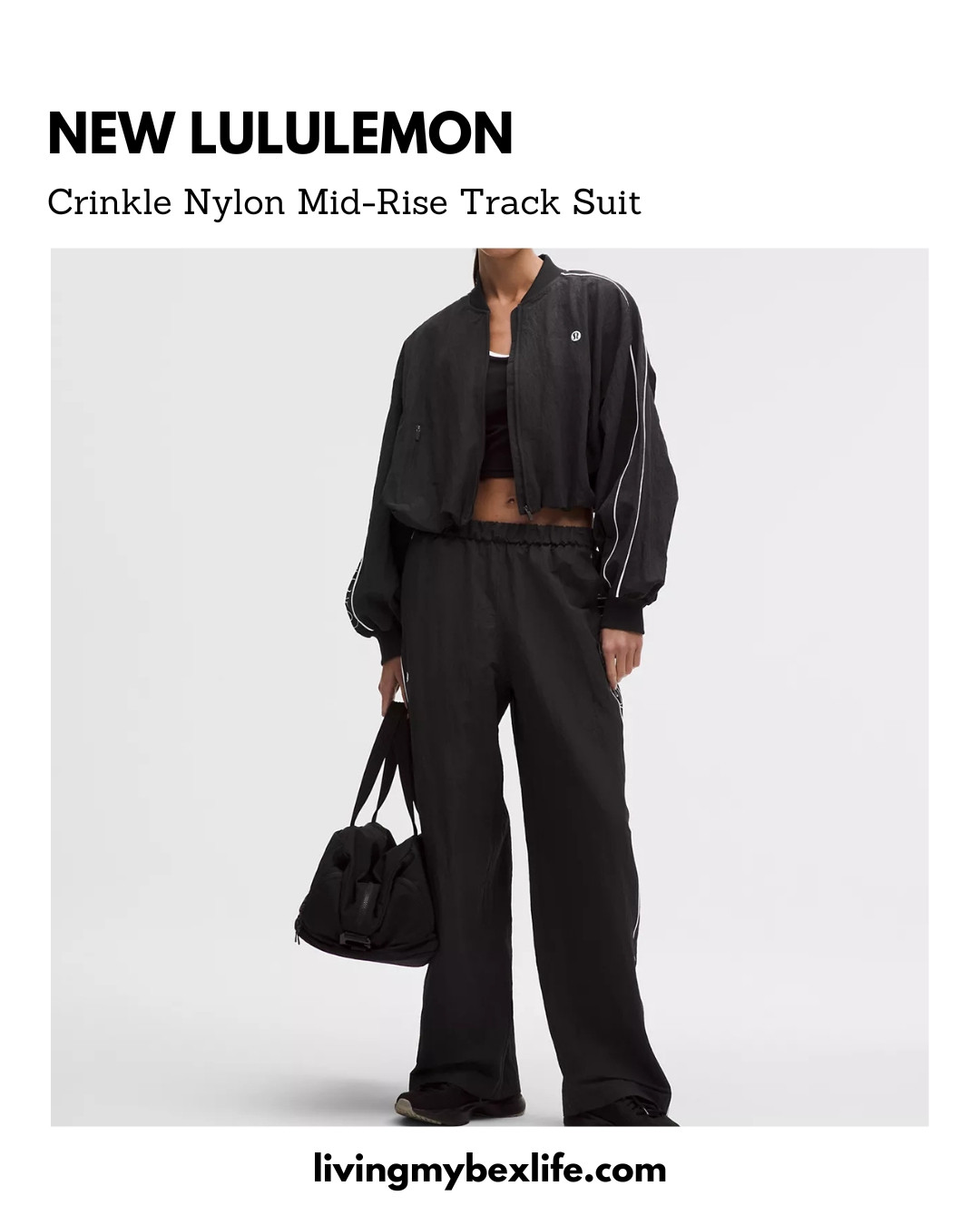 NEW LULULEMON 

The perfectly cropped full-zip jacket and relaxed-fit track pant you've been waiting for! 

Crinkle Nylon Track Jacket *Wordmark and Crinkle Nylon Track Pant *Wordmark in colors Black/White and Willow Leaf/Fog Green.  

 #LTKActive #LTKU #LTKMidsize
