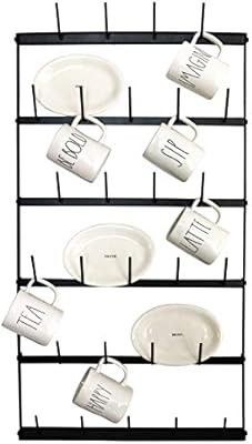 Metal Coffee Mug Rack - Large 6 Row Wall Mounted Storage Display Organizer Rack For Coffee Mugs, ... | Amazon (US)