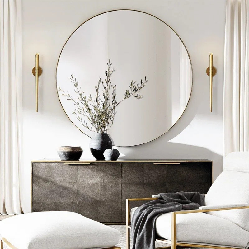 Yolanta Round Metal Wall Mirror | Wayfair North America