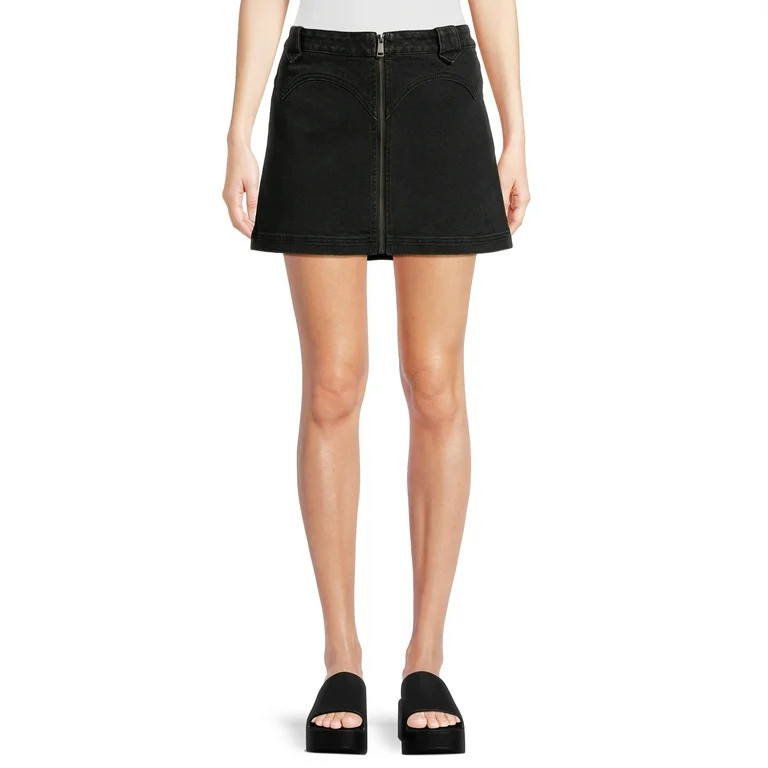 No Boundaries Juniors and Juniors Plus Western Denim Mini Skirt, Sizes 1-25 | Walmart (US)
