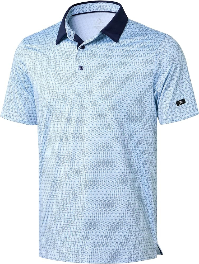Obla Mens Golf Polo Shirts Short Sleeve Dry Fit Performance Moisture Wicking Casual Print Collare... | Amazon (US)