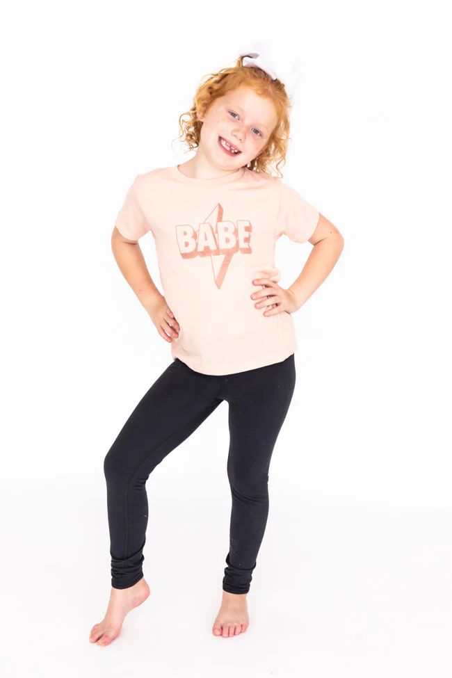 Babe Lightning Bolt Graphic Youth Tee Peach | Pink Lily