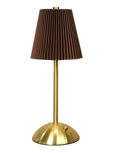 SupBri Cordless Table Lamp Rechargeable,Fabric Shade Small Desk Lamp, Dimmable Battery Powered Lamps,3-Way Bedside Night Lamp for Living Room, Bedroom, Bar(Brown) | Amazon (US)