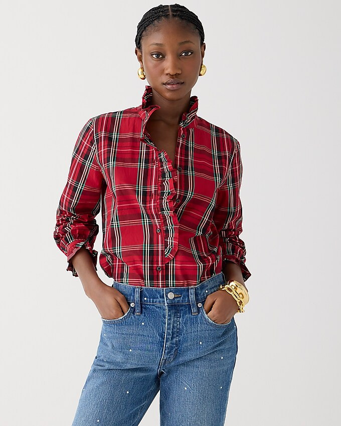 Cottage top in plaid cotton poplin | J. Crew US