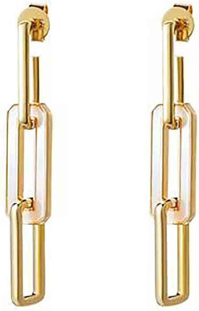 Fashion Big chain shape drop Earrings for women gold plated punk earrings Jewelry | Amazon (US)