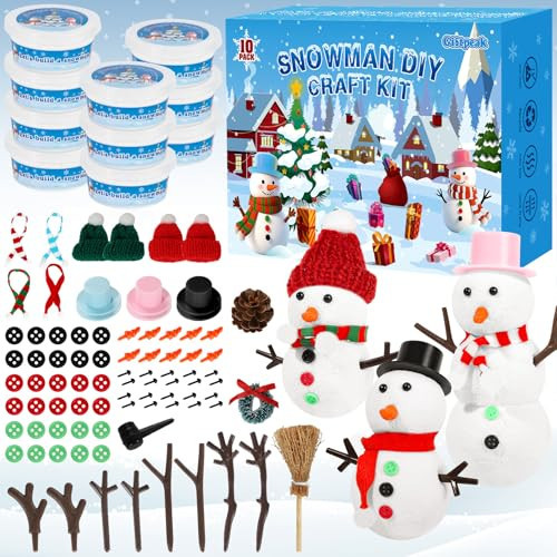 10 Pack DIY Snowman Kit Toys for Kids,Christmas Craft Xmas Gift Toy for Girl,Boy,Build a Snowman Kit Indoor Decorations,Creative Kids Air Dry Modeling Clay,Christmas Gift Stocking Stuffers for Toddler | Amazon (US)