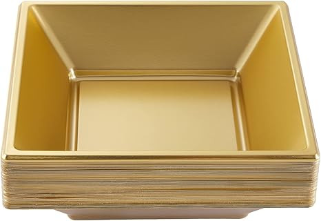 Amazon.com: N9R 50 Count Gold Square Plastic Serving Bowls, 12 Oz Disposable Square Bowls for Can... | Amazon (US)